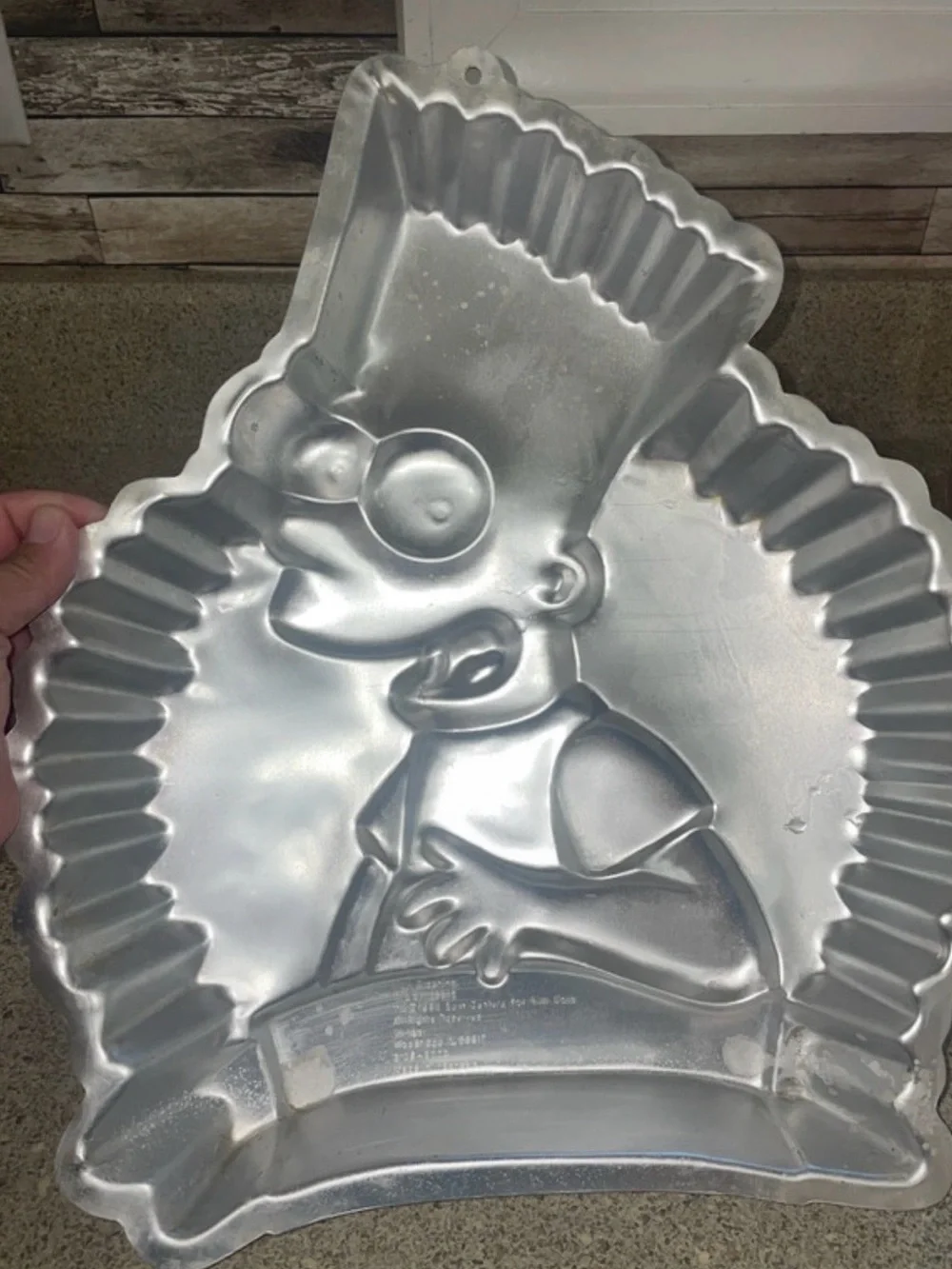 Vintage 1990s Silver Bart Simpson Character Cake Pan - Home Kitchen Bakeware